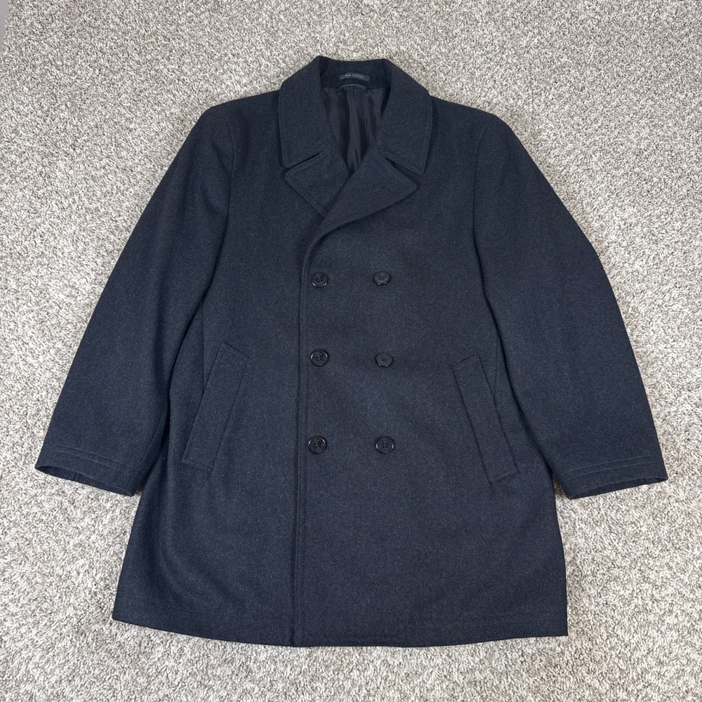 Ralph‎ Lauren Pea Coat Mens Large Charcoal Gray Wool Double Breasted Classic